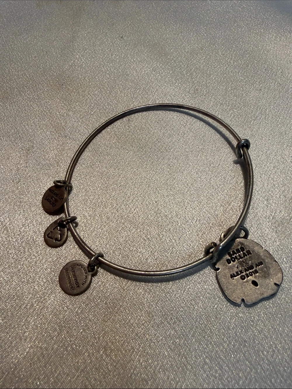 Alex and Ani Silver Sand Dollar Charm Bangle Bracelet